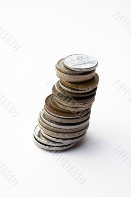 Stack of coins, isolated on white background