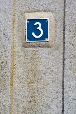 Number three on a wall