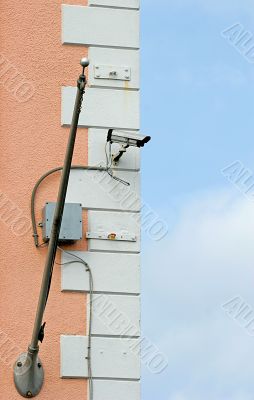 Security Cameras and Flagpole