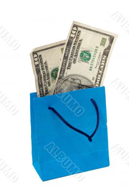 dollar bill on a Shopping bag