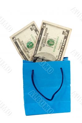 dollar bill on a Shopping bag