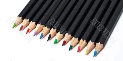Colored school pencils stacked