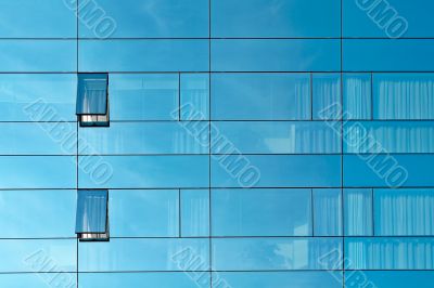 Reflection in an office building glass wall