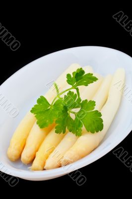 Asparagus under parsley