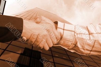 business sephia handshake