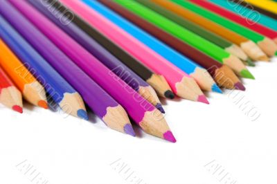 color pencils in a row