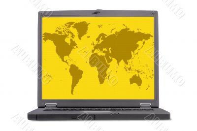 computer laptop screen - yellow world