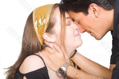 couple in love with eyes closed