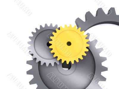 Gears over white