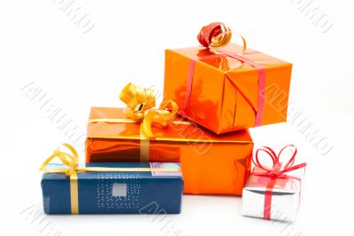 Four gift boxes. White background