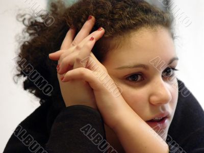 Cute girl thinking hard