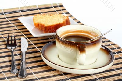 sponge cake and coffee