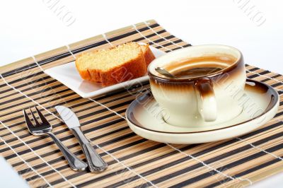 sponge cake and coffee