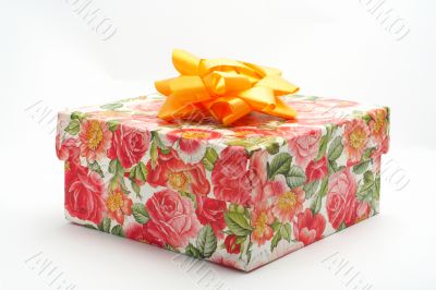 Gift box with yellow ribbon