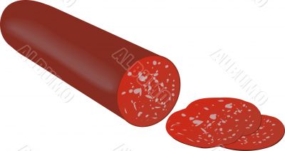 Pepperoni salami sliced illustration