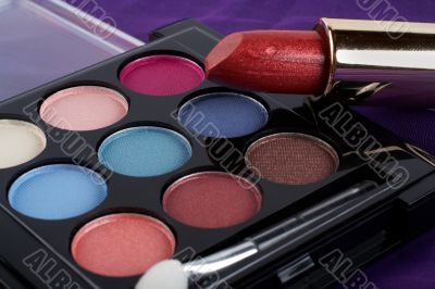 Detail of assortment of makeups