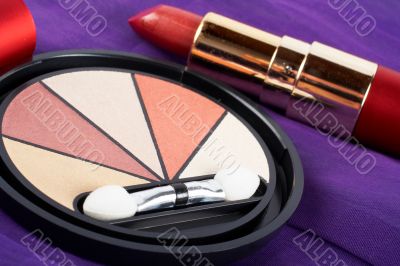 Detail of assortment of makeups