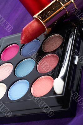 Detail of assortment of makeups