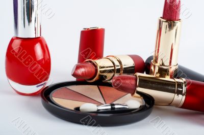 Detail of assortment of makeups.  Macro shot