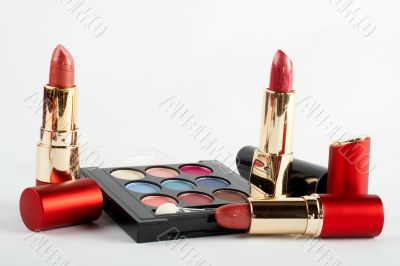 Detail of assortment of makeups.  Macro shot