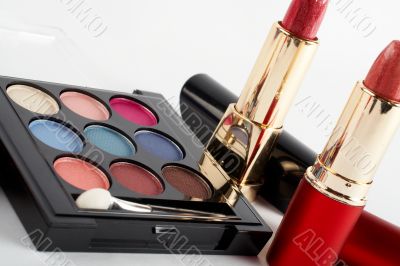 Detail of assortment of makeups.  Macro shot