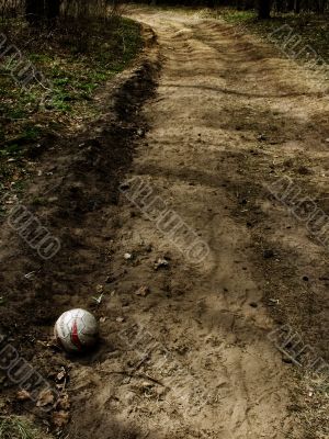 Ball on forest road