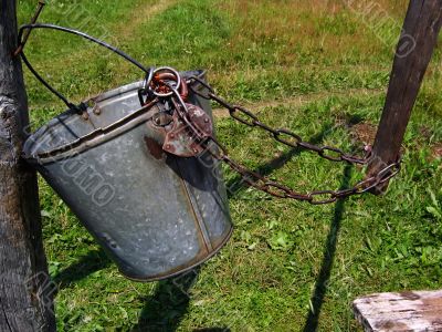 Classical iron pail of russian well