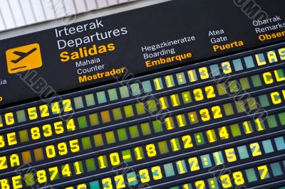 Departures board at airport