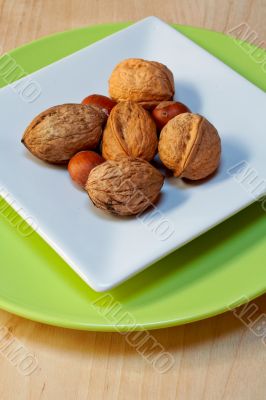 Hazelnuts and walnuts