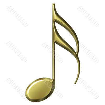 3D Golden Sixteenth Note