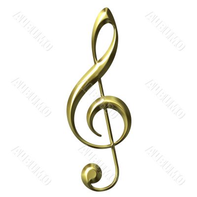 3D Golden Treble Clef