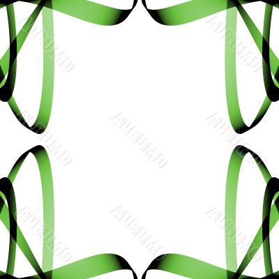 Abstract green ribbon curls background