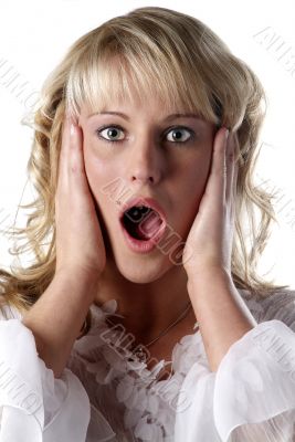 young woman appalled