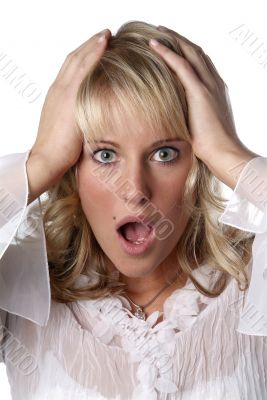 young woman appalled