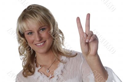 young woman victory sign