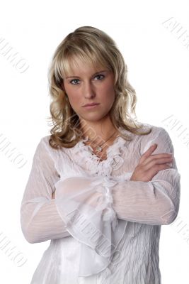 young woman with folded arms