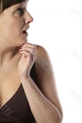 young woman appalled