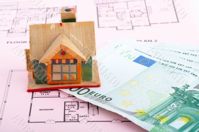 House and euro bills