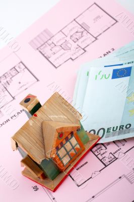 House and euro bills