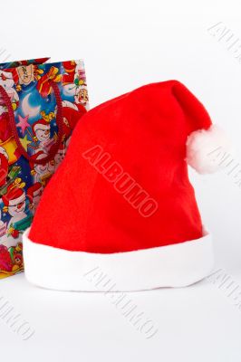 Detail of christmas hat and bag