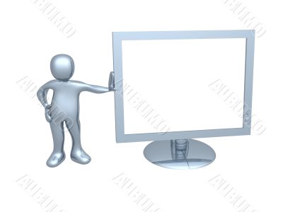 Guy with computer monitor