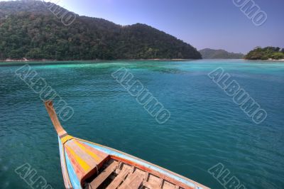 rowboat on turquoise paradise