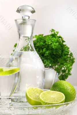 Fresh limes and water