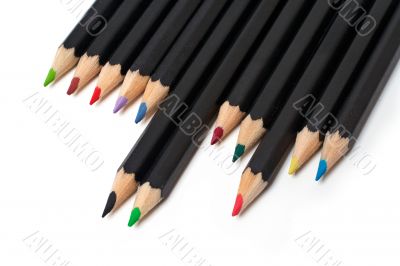 Colored school pencils stacked