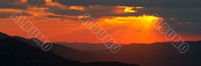 Sunset panoramic of spring season