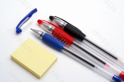 Three ballpoints and notes