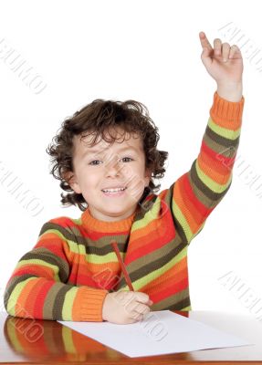 Adorable boy studying