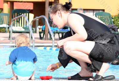 on the pool