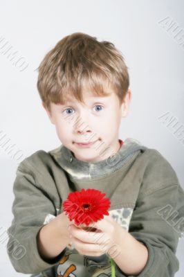 boy with flowers