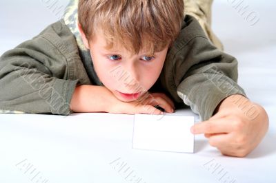 boy with white card